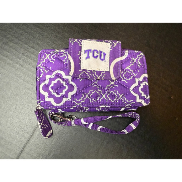 TCU Horned Frogs Purple Quilted Wristlet Wallet By The Honour Society - Picture 1 of 7